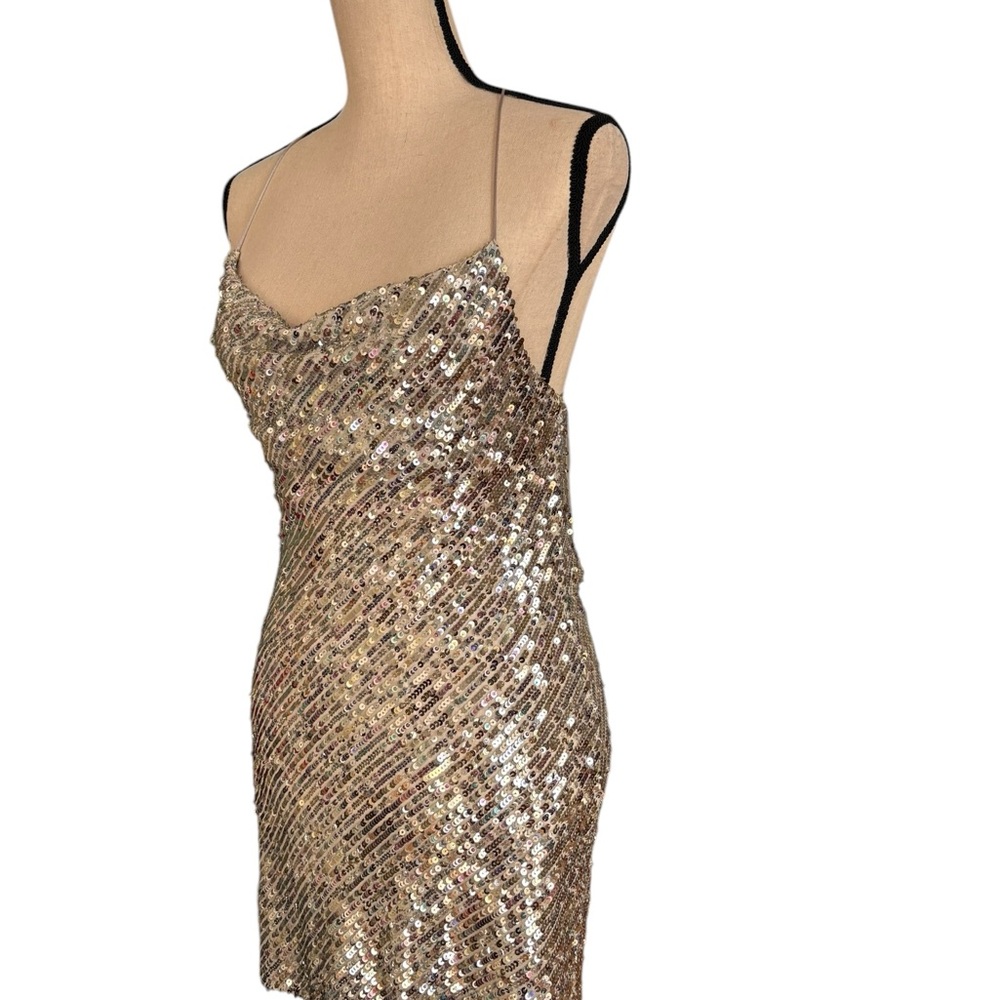 NWT ZARA Silver Mini Sequin Dress - Picture 4 of 8
